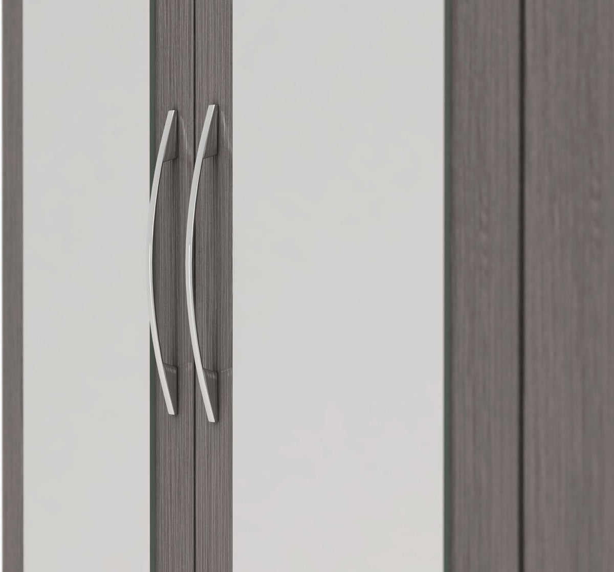 Nevada 3 Door 2 Drawer Mirrored Wardrobe - Black Wood Grain