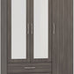 Nevada 3 Door 2 Drawer Mirrored Wardrobe - Black Wood Grain