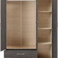 Nevada 3 Door 2 Drawer Mirrored Wardrobe - Black Wood Grain