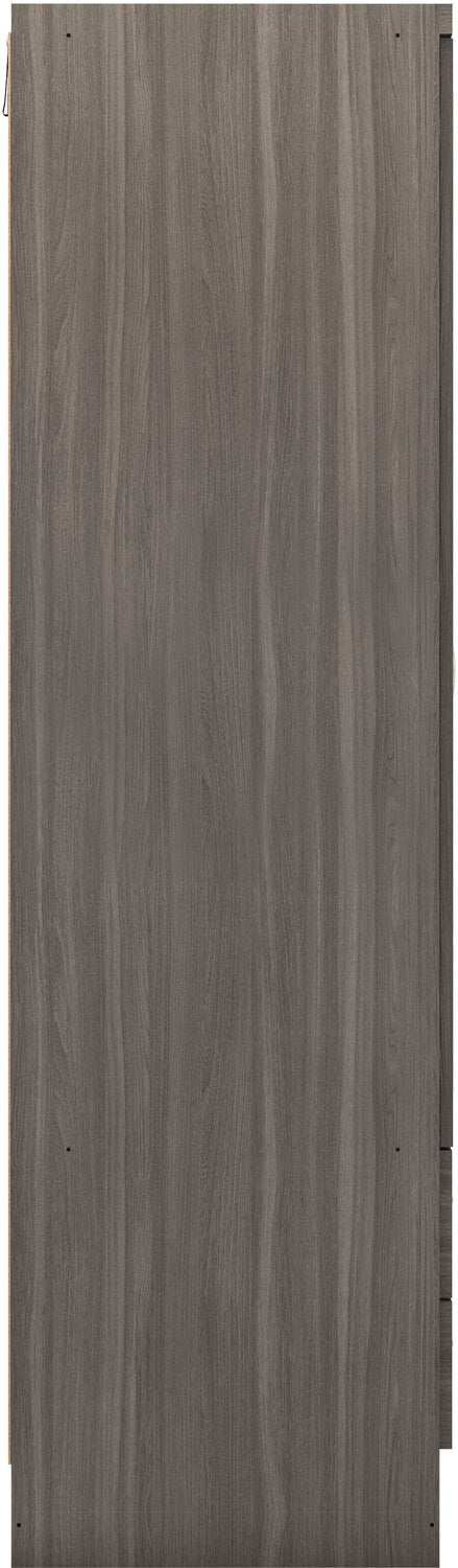 Nevada 3 Door 2 Drawer Mirrored Wardrobe - Black Wood Grain