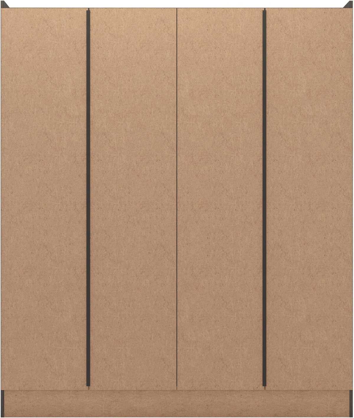 Nevada 4 Door 2 Drawer Mirrored Wardrobe - Black Wood Grain