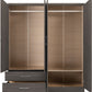 Nevada 4 Door 2 Drawer Mirrored Wardrobe - Black Wood Grain