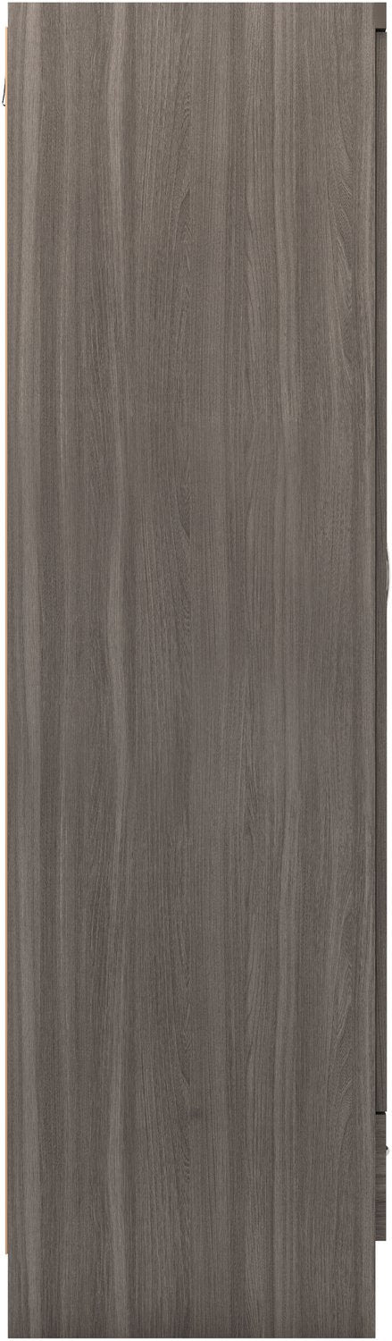 Nevada Mirrored 2 Door 1 Drawer Wardrobe - Black Wood Grain