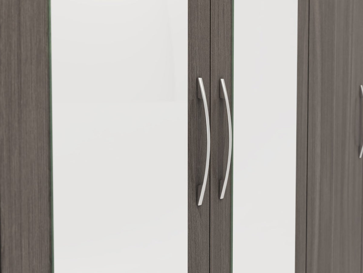 Nevada 6 Door 2 Drawer Mirrored Wardrobe - Black Wood Grain