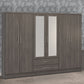 Nevada 6 Door 2 Drawer Mirrored Wardrobe - Black Wood Grain