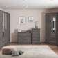Nevada 6 Door 2 Drawer Mirrored Wardrobe - Black Wood Grain