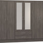 Nevada 6 Door 2 Drawer Mirrored Wardrobe - Black Wood Grain