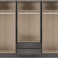 Nevada 6 Door 2 Drawer Mirrored Wardrobe - Black Wood Grain