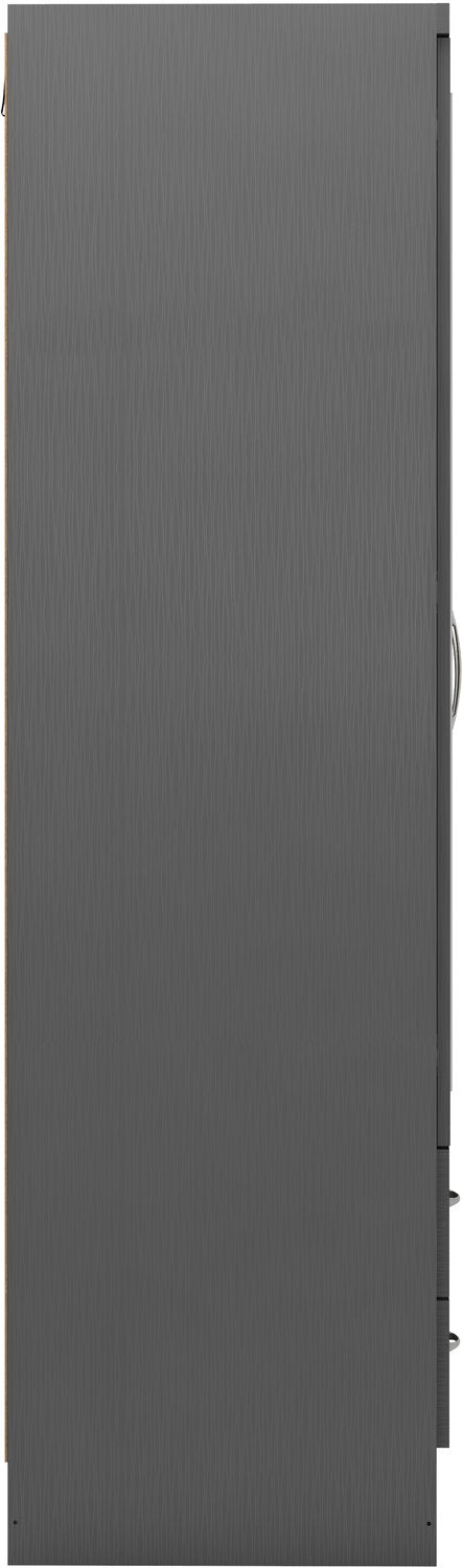 Nevada 3 Door 2 Drawer Mirrored Wardrobe - 3D Effect Grey