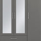 Nevada 3 Door 2 Drawer Mirrored Wardrobe - 3D Effect Grey