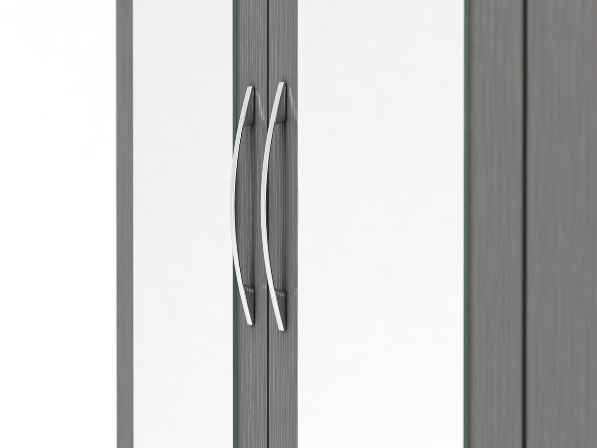 Nevada 3 Door 2 Drawer Mirrored Wardrobe - 3D Effect Grey