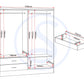 Nevada 4 Door 2 Drawer Mirrored Wardrobe - 3D Effect Grey