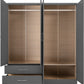 Nevada 4 Door 2 Drawer Mirrored Wardrobe - 3D Effect Grey