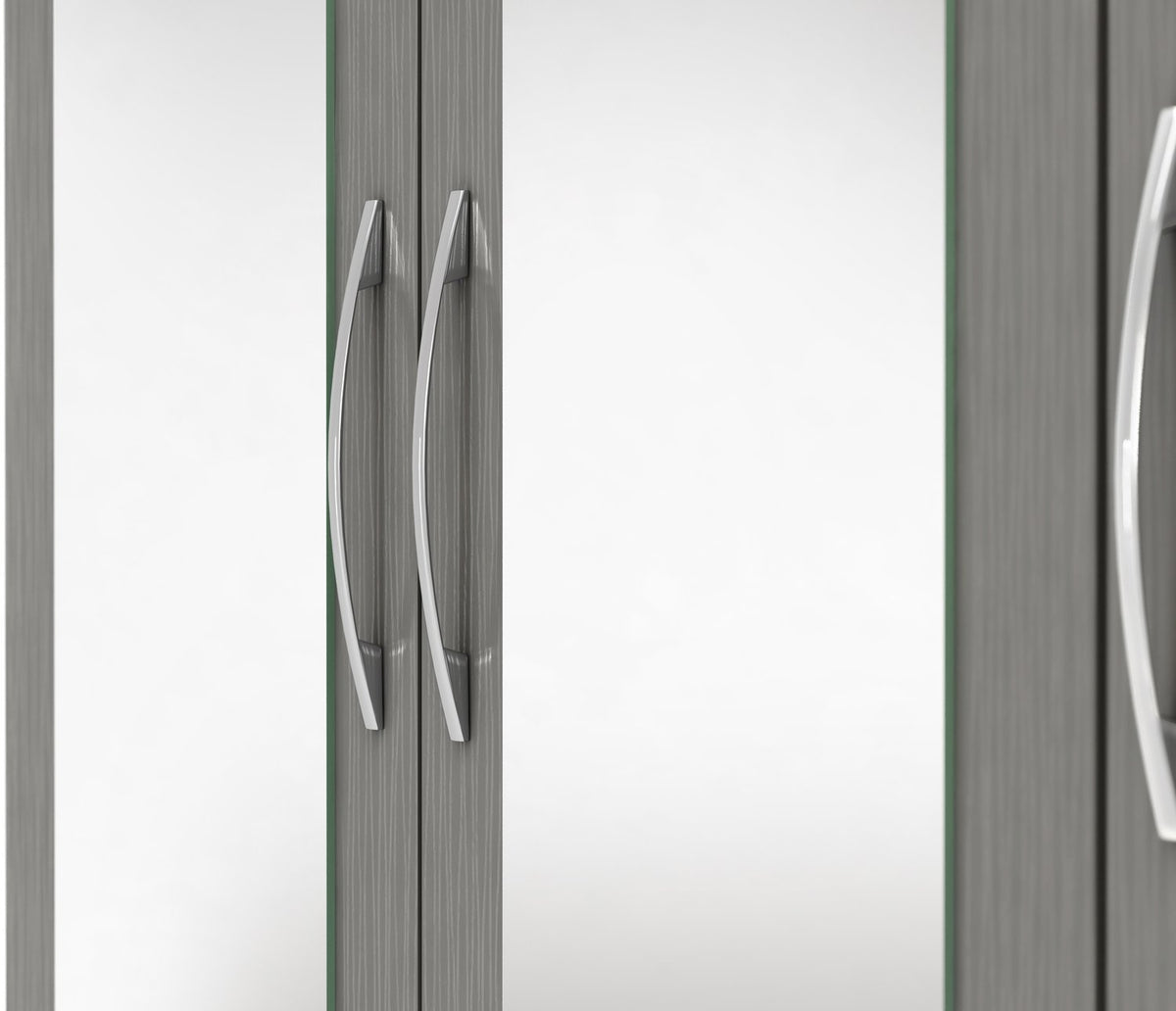 Nevada 4 Door 2 Drawer Mirrored Wardrobe - 3D Effect Grey