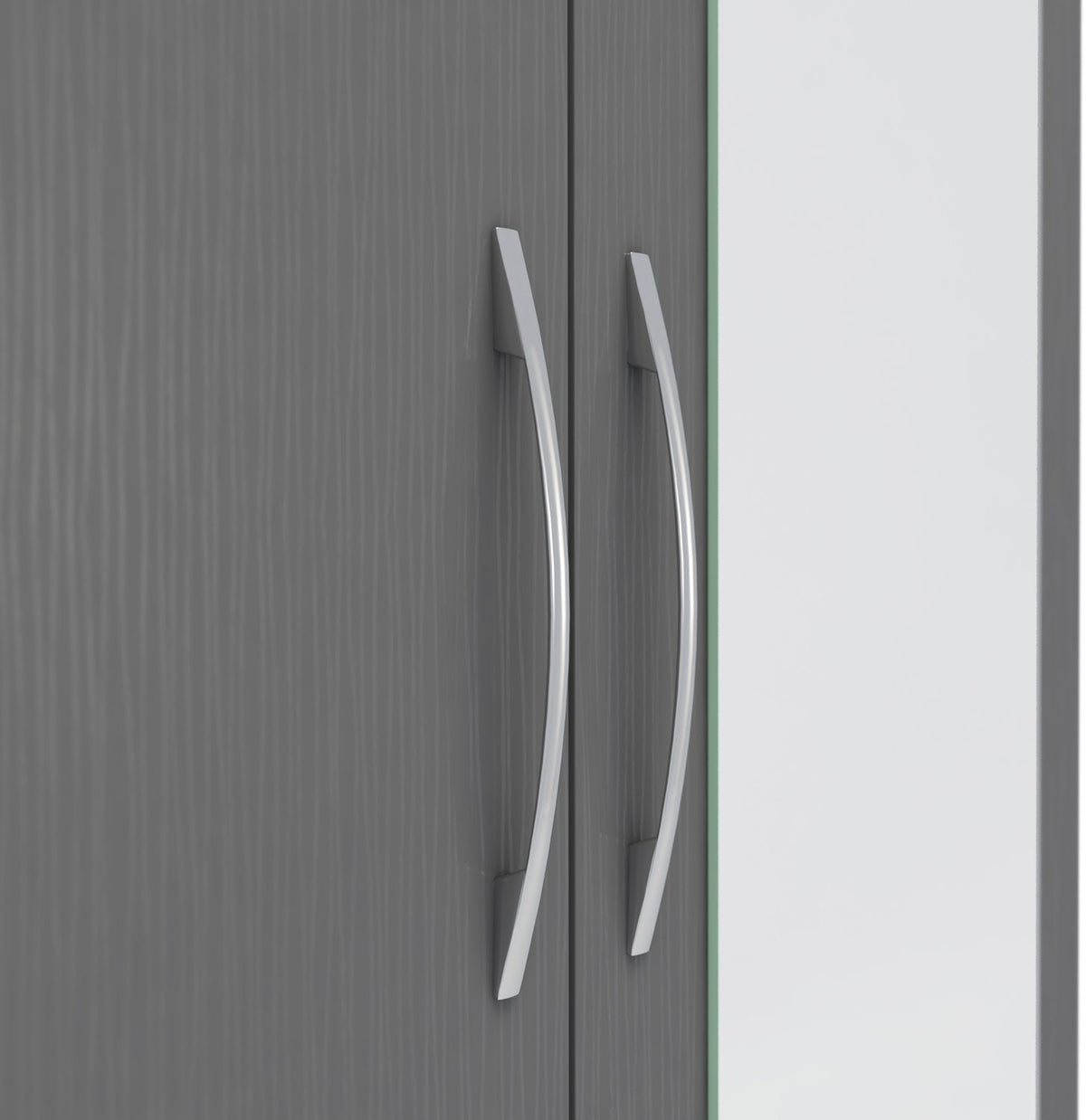Nevada Mirrored 2 Door 1 Drawer Wardrobe - 3D Effect Grey
