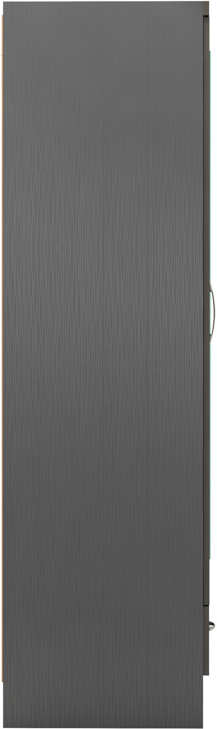 Nevada Mirrored 2 Door 1 Drawer Wardrobe - 3D Effect Grey