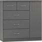 Nevada 5 Drawer Low Wardrobe - 3D Effect Grey