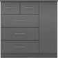 Nevada 5 Drawer Low Wardrobe - 3D Effect Grey