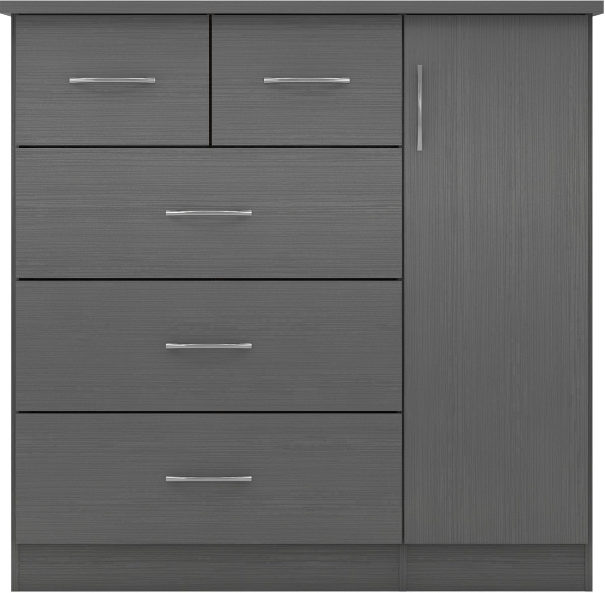 Nevada 5 Drawer Low Wardrobe - 3D Effect Grey