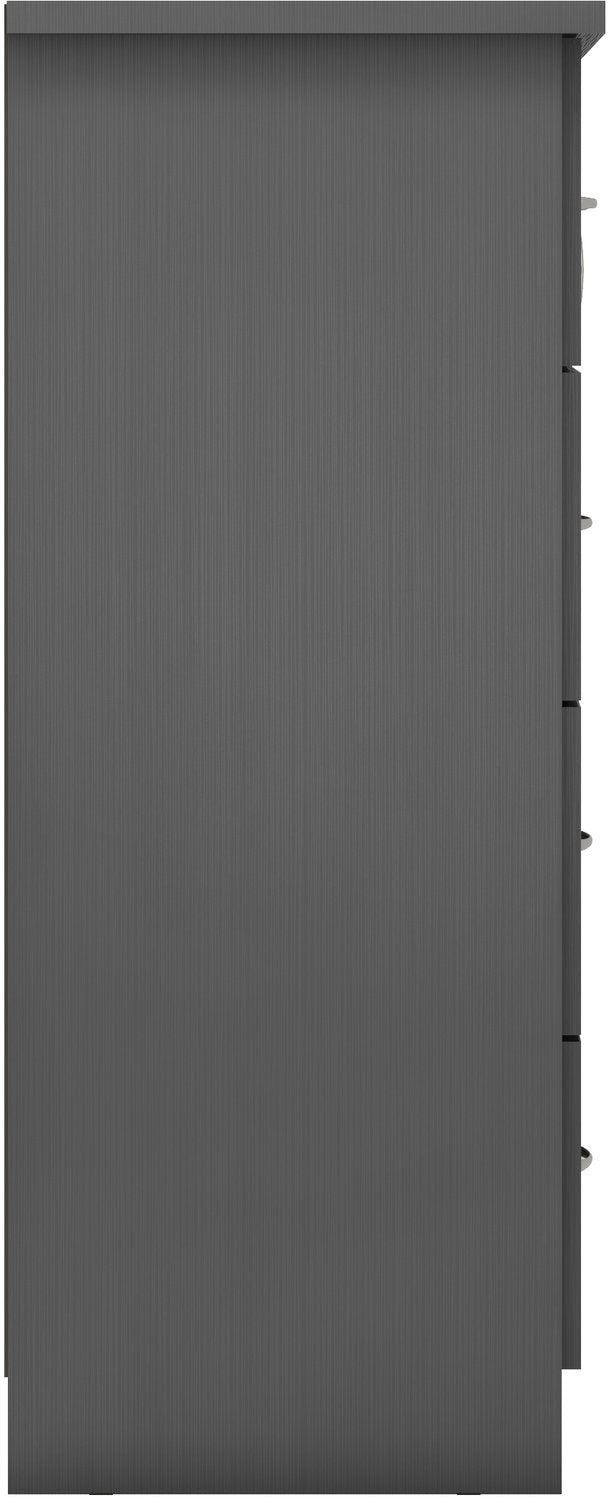 Nevada 5 Drawer Low Wardrobe - 3D Effect Grey