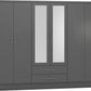 Nevada 6 Door 2 Drawer Mirrored Wardrobe - 3D Effect Grey