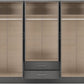 Nevada 6 Door 2 Drawer Mirrored Wardrobe - 3D Effect Grey