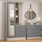 Nevada Mirrored Open Shelf Wardrobe - Grey Gloss/Light Oak Effect Veneer
