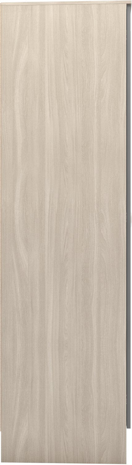 Nevada Mirrored Open Shelf Wardrobe - Grey Gloss/Light Oak Effect Veneer
