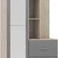 Nevada Mirrored Open Shelf Wardrobe - Grey Gloss/Light Oak Effect Veneer