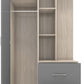 Nevada Mirrored Open Shelf Wardrobe - Grey Gloss/Light Oak Effect Veneer
