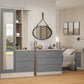 Nevada Mirrored Open Shelf Wardrobe - Grey Gloss/Light Oak Effect Veneer