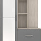 Nevada Mirrored Open Shelf Wardrobe - Grey Gloss/Light Oak Effect Veneer