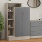 Nevada Petite Open Shelf Wardrobe - Grey Gloss/Light Oak Effect Veneer