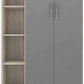 Nevada Petite Open Shelf Wardrobe - Grey Gloss/Light Oak Effect Veneer