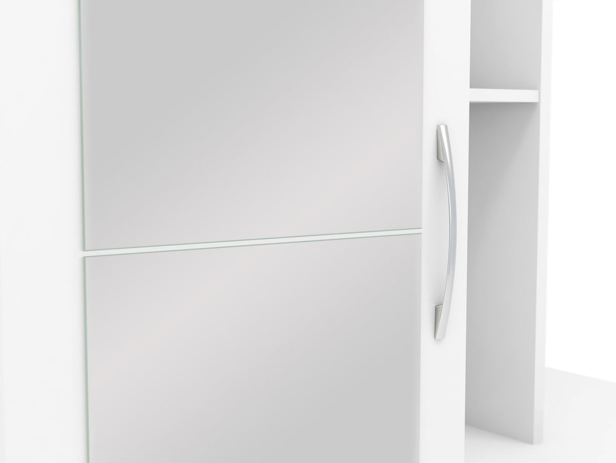 Nevada Mirrored Open Shelf Wardrobe - White Gloss