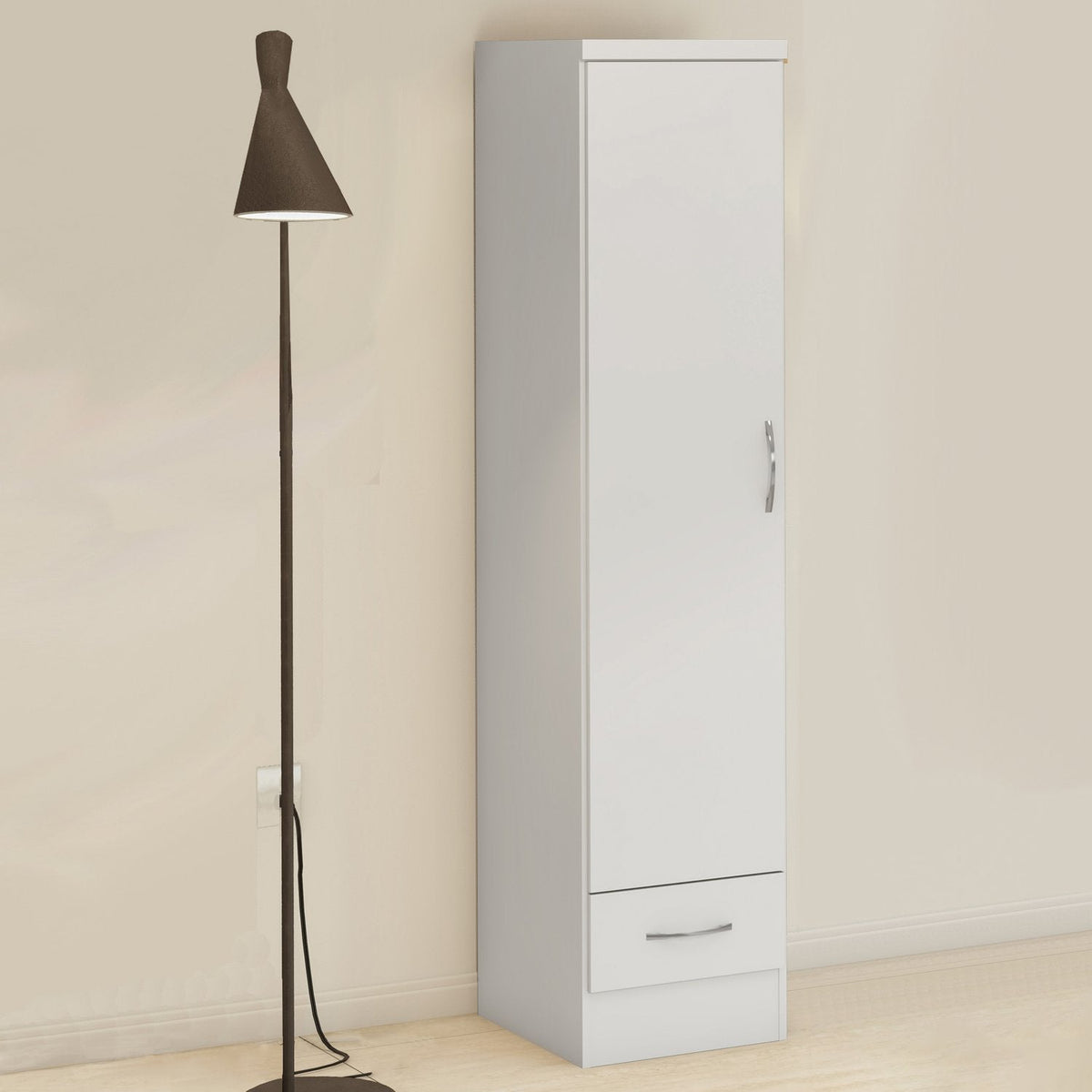 Nevada 1 Door 1 Drawer Wardrobe - White Gloss
