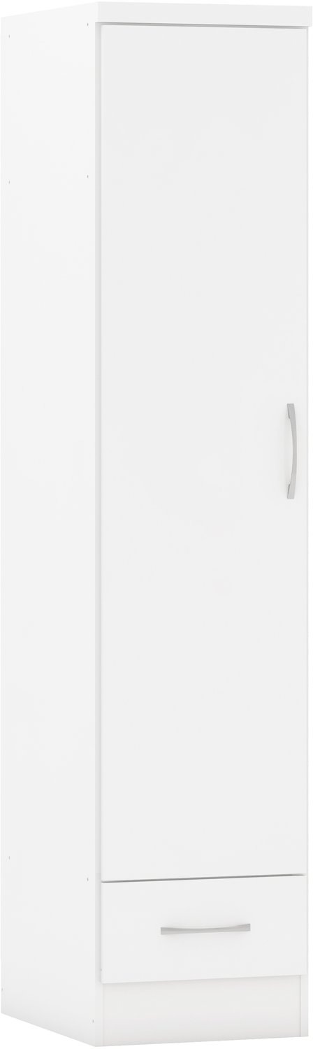 Nevada 1 Door 1 Drawer Wardrobe - White Gloss
