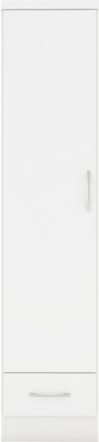 Nevada 1 Door 1 Drawer Wardrobe - White Gloss