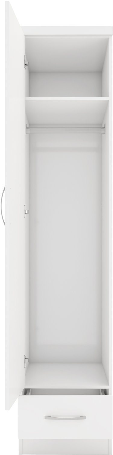 Nevada 1 Door 1 Drawer Wardrobe - White Gloss
