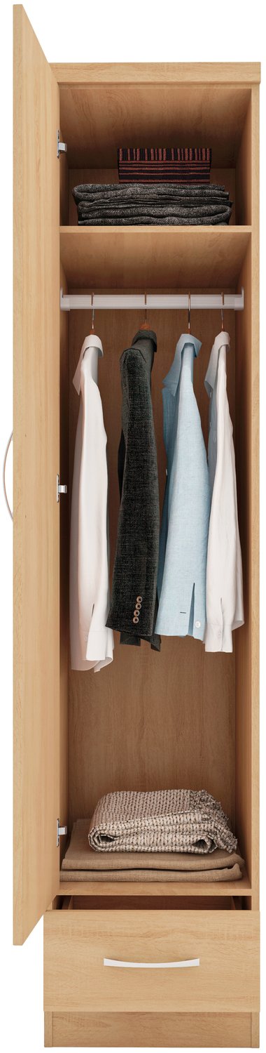 Nevada 1 Door 1 Drawer Wardrobe - Sonoma Oak Effect