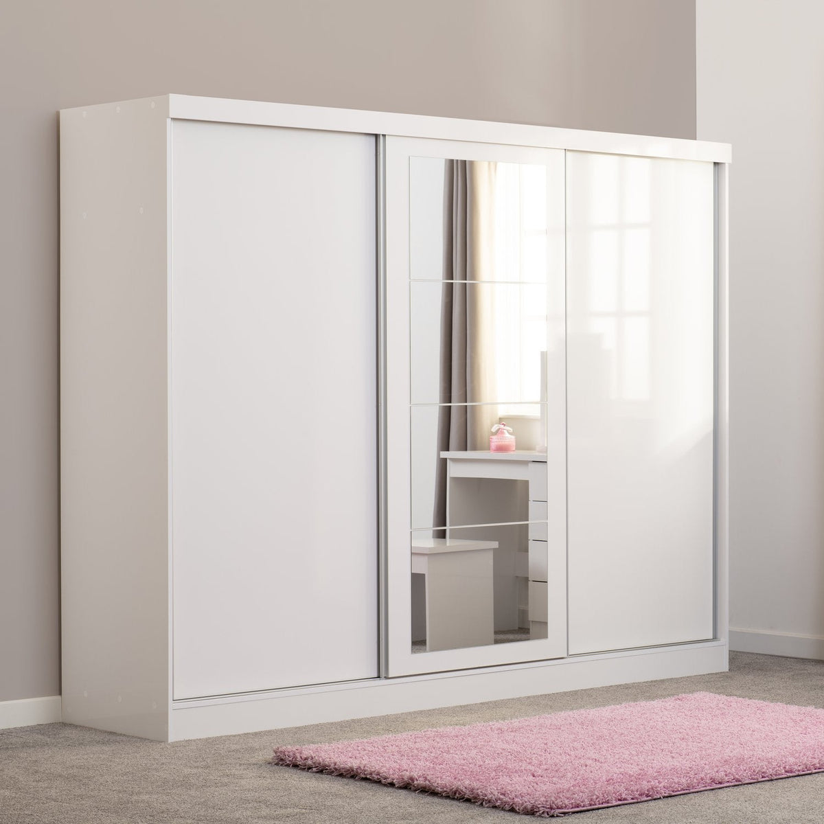 Nevada 3 Door Sliding Wardrobe - White Gloss