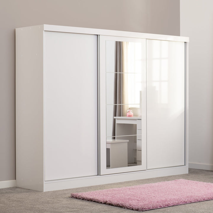 Nevada 3 Door Sliding Wardrobe - White Gloss