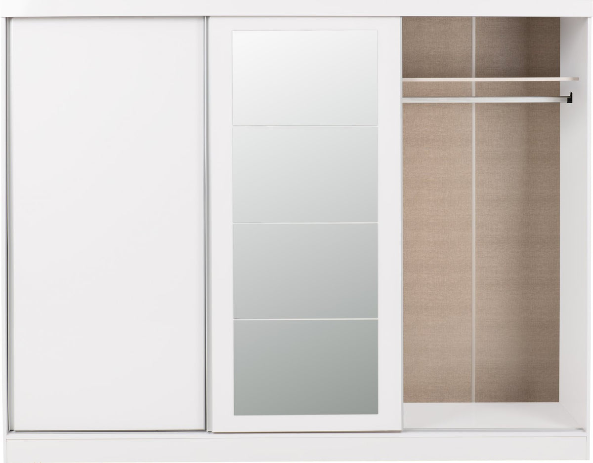 Nevada 3 Door Sliding Wardrobe - White Gloss
