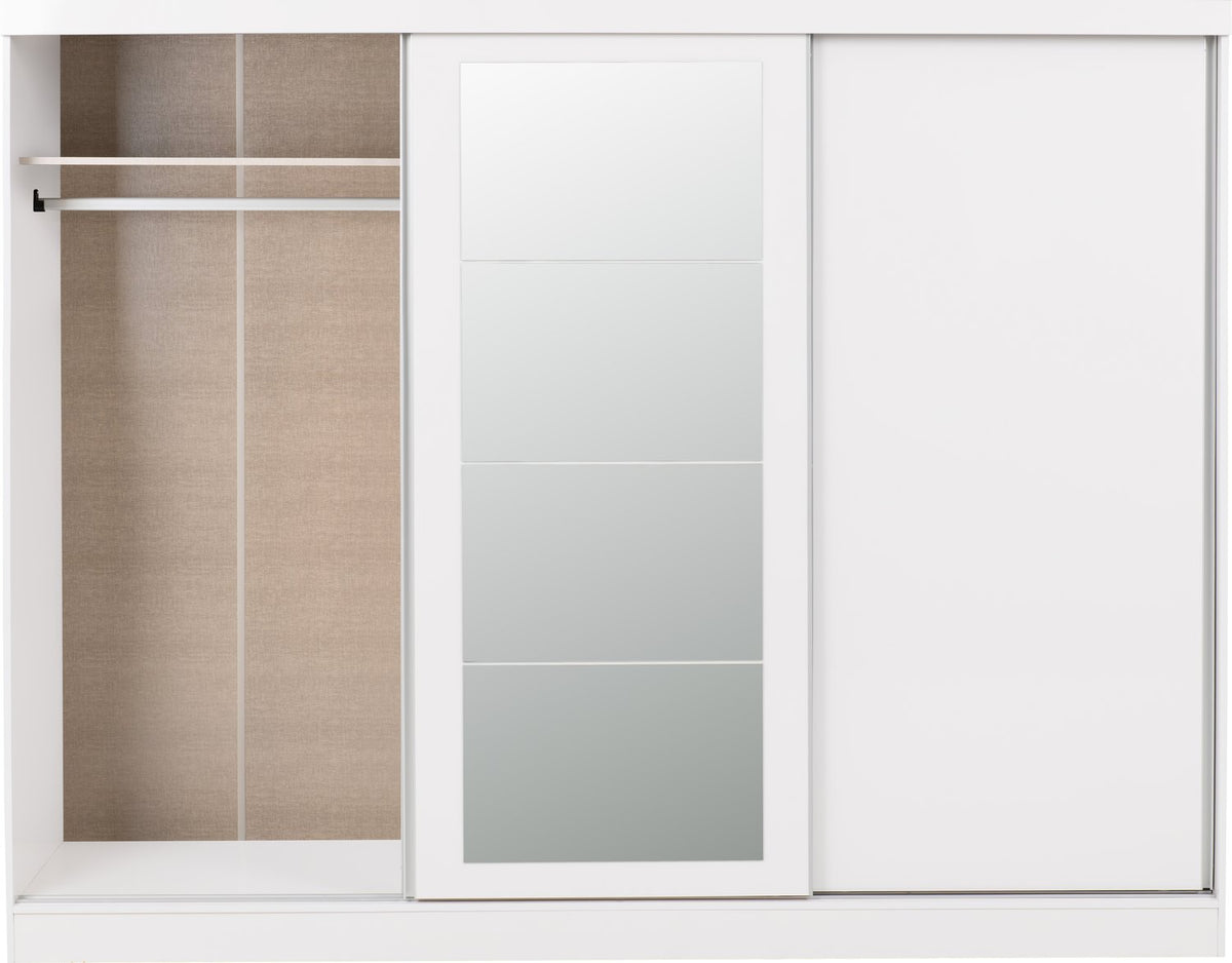 Nevada 3 Door Sliding Wardrobe - White Gloss