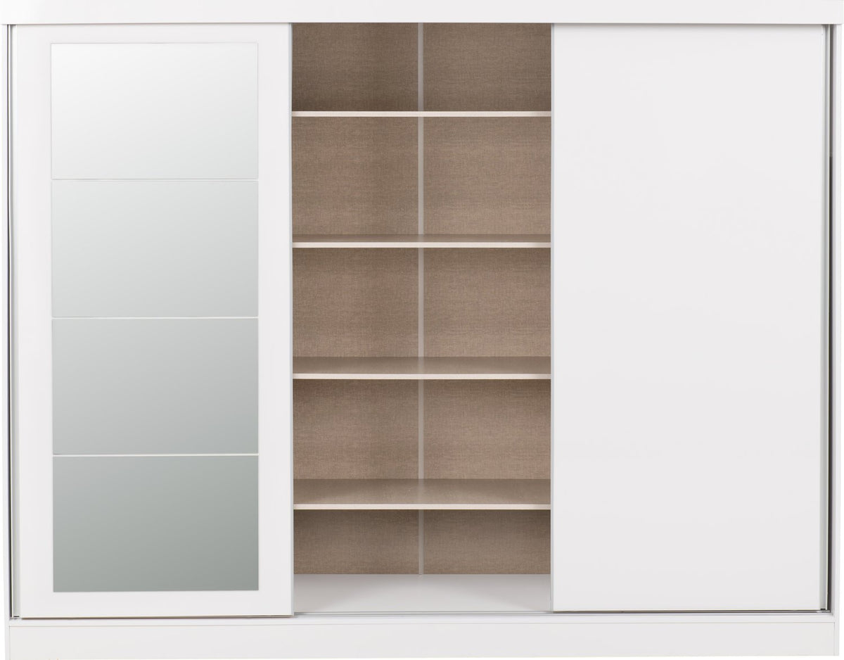 Nevada 3 Door Sliding Wardrobe - White Gloss