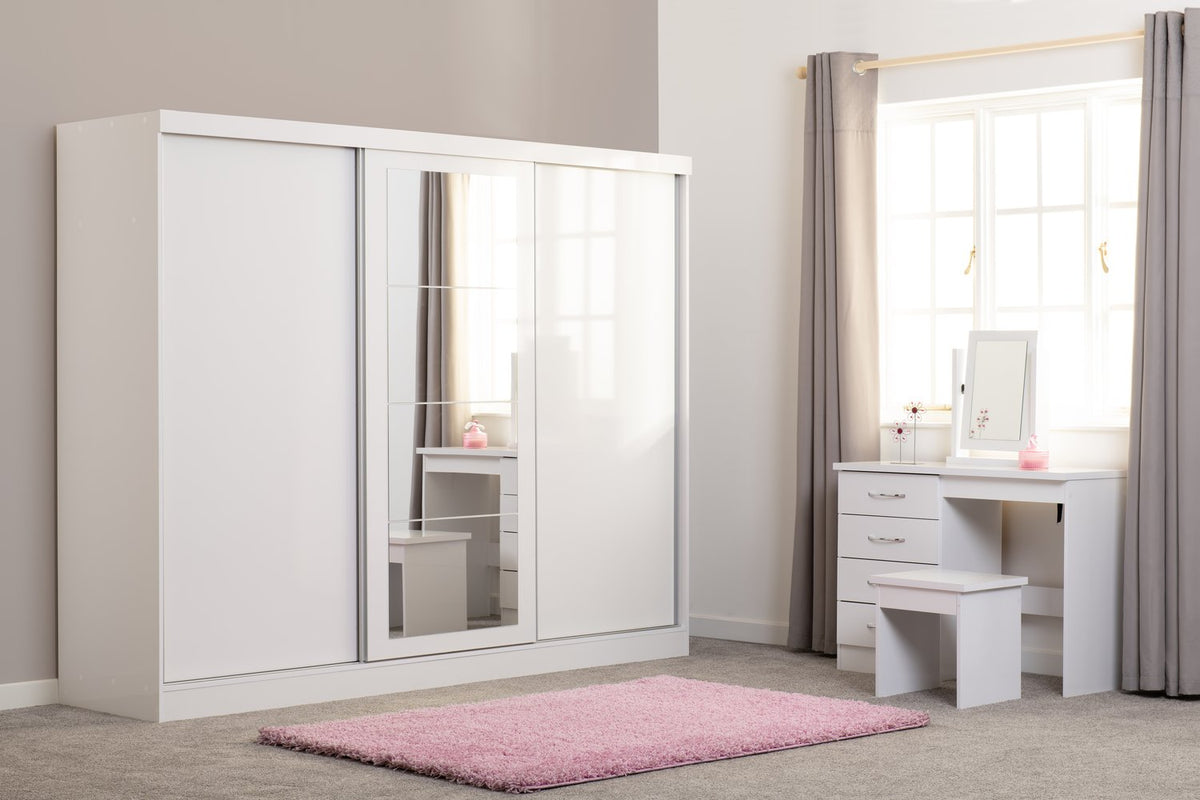 Nevada 3 Door Sliding Wardrobe - White Gloss