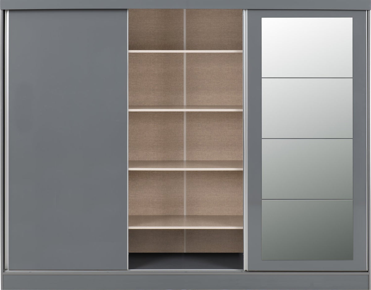 Nevada 3 Door Sliding Wardrobe - Grey Gloss