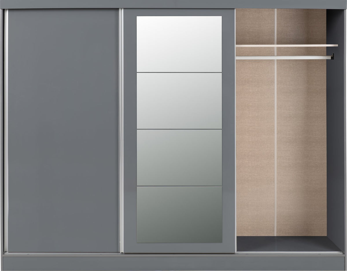 Nevada 3 Door Sliding Wardrobe - Grey Gloss