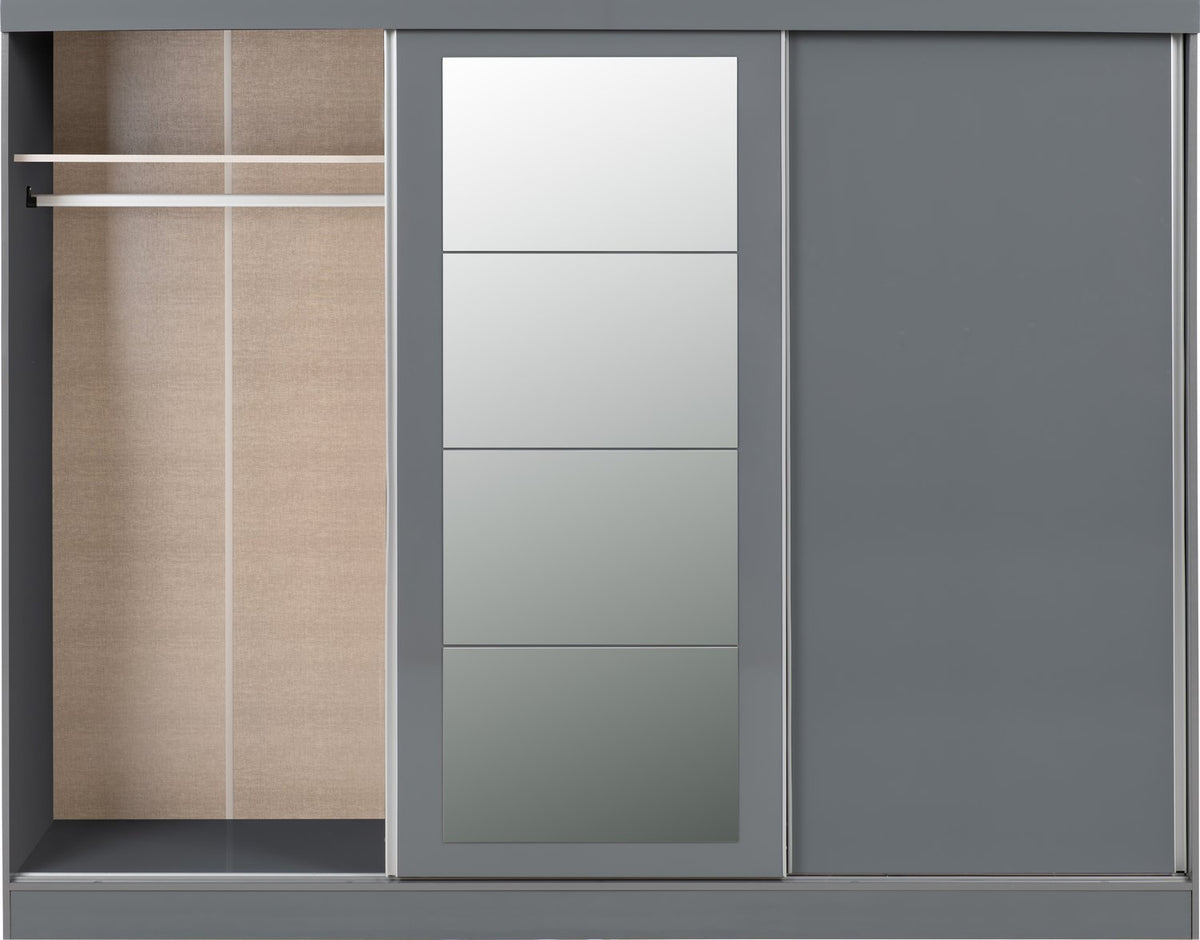Nevada 3 Door Sliding Wardrobe - Grey Gloss