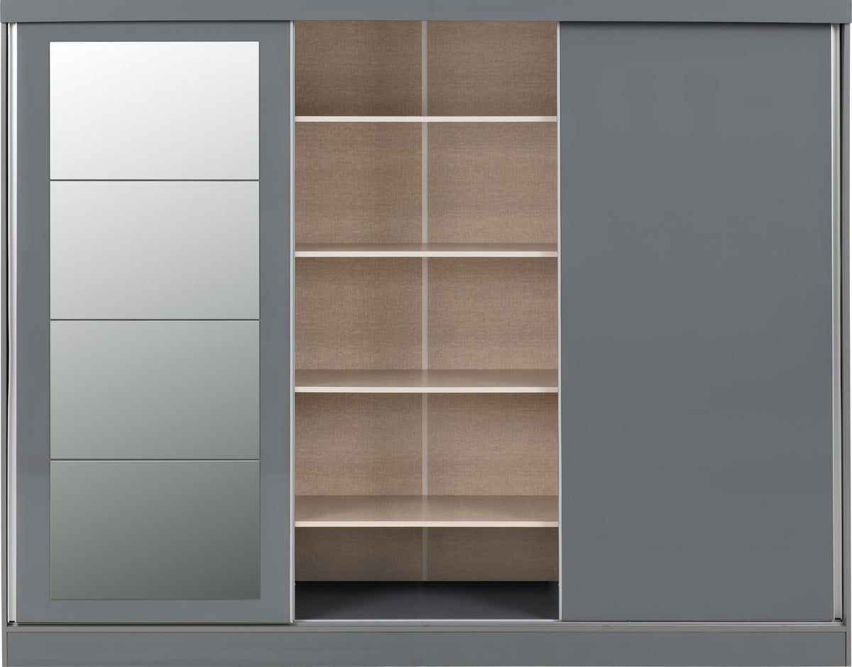 Nevada 3 Door Sliding Wardrobe - Grey Gloss